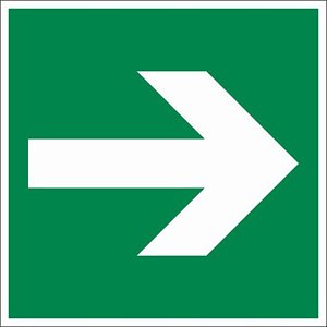 Знак безопасности E02-01 Направляющая стрелка (200x200, ПВХ 2 мм., Плёнка фотолюминесцентная ГОСТ 2018)